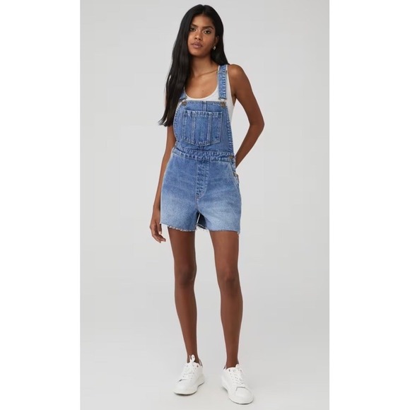 Rolla's Original High Rise Cutoff Short Overalls Denim Jean Women's Size Small - Picture 9 of 9